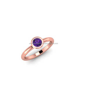 925 argent Sterling Unique bijoux bague faite à la main naturel améthyste pierre précieuse plaqué or Rose lunette réglage classique pour les mariages - Product Image 1