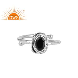 Bague ovale naturelle en pierre précieuse pour femmes, disponible en noir et en Onyx, argent Sterling, gros bijoux, offre spéciale - Product Image 1