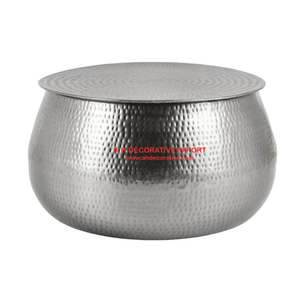 Table luxueuse plaquée en aluminium et argent, 3 pieds, support, pour le salon, finition brillante, salon, design de luxe, exposition décorative - Product Image 6