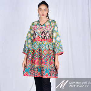 ชุดเดรสฤดูร้อนผู้หญิงคุณภาพสูง ดีไซน์ล่าสุด สไตล์อันรักา พิมพ์ลายดิจิทัล ปักลายผ้าลอน แบรนด์มาสซอรี รุ่น MP-A093 - Product Image 3