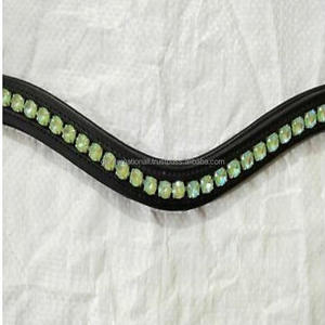 หนังวัวคริสตัลสีเขียวมรกตประดับหินคริสตัสแบบใหม่มีแผ่นรองคิ้วลายม้า - Product Image 2