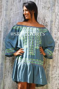 ชุดเดรสลำลองสำหรับงานปาร์ตี้ริมชายหาดคุณภาพสูง ปี 2026 แบบเปิดไหล่ สีนีออน ปักลาย เสื้อผ้าผู้หญิง ชุดเดรสยาวปานกลาง ดีไซน์หรูหรา - Product Image 4