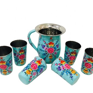 Jarra de agua de acero inoxidable y juego de vidrio, juego de jarra esmaltada, utensilios de acero inoxidable - Product Image 1