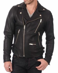 Chaqueta de motorista Unisex, color negro azabache 100%, cuero Fox, cierre, disponible en todos los colores - Product Image 1