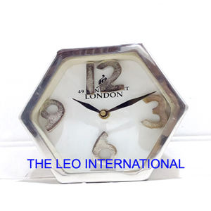 Horloge de table en acier inoxydable, style simple, analogique, ronde, pour bureau d'étude, maison, bureau, salon - Product Image 5