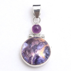 Новые специальные дизайнерские какоксен гаспеит shattuckite ВИННЕТУ два драгоценный камень кулон 925 стерлингового серебра ювелирные изделия серебряный кулон - Product Image 5