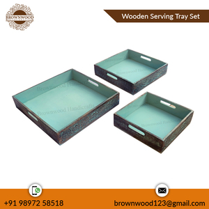 ชุดถาดไม้มะม่วงสำหรับเสิร์ฟ3ตารางความทนทานนานสำหรับบ้านร้านอาหารโรงแรม - Product Image 3
