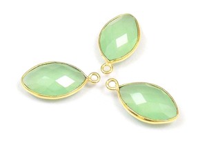 Belle Marquise Forme Prehnite Calcédoine Gemme Double Bail Facettes Lunette Connecteur Sterling Bijoux Résultats Composants - Product Image 3