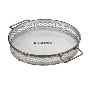 Bandeja de servicio galvanizada para Hotel, plato de servicio hecho a mano con forma redonda, estilo indio clásico, el mejor plato galvanizado - Product Image 5
