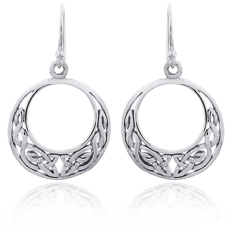 Boucles d'oreilles croissant celtique en argent, bijou avec pendentif, 925