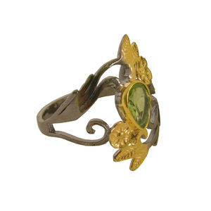 Nuevo diseño, última colección, anillo de Plata de Ley 925, piedra preciosa de Peridoto, joyería de flores chapada en oro - Product Image 2