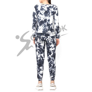 ชุดวอร์มมัดย้อมสำหรับผู้หญิงเสื้อสเวตเตอร์มีฮู้ดสำหรับวิ่งจ็อกเกอร์เอวมีเชือกดึงกางเกงลำลองกราฟิกแบบสวมหัว - Product Image 2