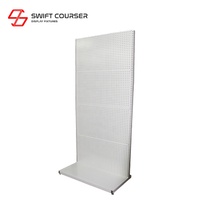 Présentoir Commercial Autonome Simple Face en Grille Perforée avec Crochets Métalliques Thermolaqués pour Magasin de Détail