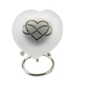Wholesale Cremation <b>Urns</b> for Pet Ashes Red Heart Shape Embossed Pet Foot Print Cremation Exporter From India - Product Image 3
