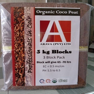 Arava-Bloque de turba de coco Low EC, de 30cm x 30cm x 14cm, de la mejor calidad, certificado OMRI/GMP/ISO, paquete de 5kg en paquete de 3 uds. - Product Image 1