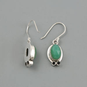 Natural Chrysoprase and Black Onyx 925 Sterling Silver Handmade <b>Dangle</b> <b>Earrings</b> Gift For Her <b>Fine</b> Bulk Jewellery Supplier - Product Image 3