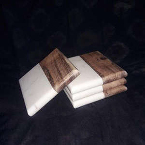 Free Simple Wood and Marble Tea <b>Coasters</b> <b>for</b> Marble Stand Creative Home Insulation Table Mat <b>Coasters</b> <b>for</b> <b>Drinks</b> - Product Image 2