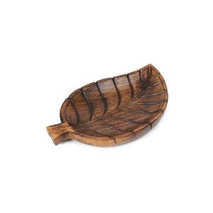 Plateau en bois sculpté à la main en forme de feuille, plateau de service à fruits en bois naturel, assiettes en bois brun à bas prix - Product Image 2