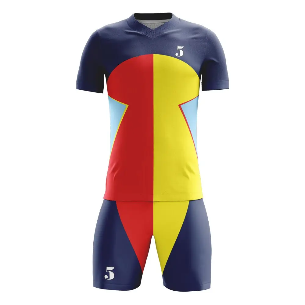 Maillot de football 100% polyester conçu sur mesure kit imprimé par sublimation complète toute l'équipe maillot de transfert de chaleur ensemble d'uniformes de football