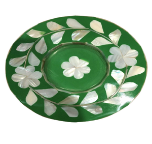 Assiette de service ronde en nacre avec motif floral pour le thé ou le service à domicile, bureau, hôtel, restaurant, style traditionnel - Product Image 3