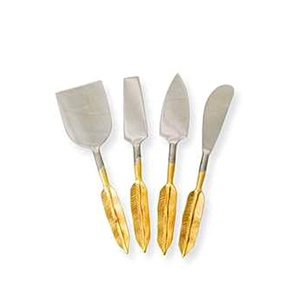 Juego de herramientas para queso con mango de diseño de hoja larga dorada, esparcidor de queso plateado de acero inoxidable, cortador de queso - Product Image 2