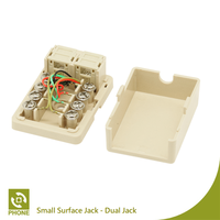 Double RJ11 6P4C à montage en surface, ABS ivoire/blanc, équipement de télécommunication, accessoires électroniques, conversion de données, certifié RoHS