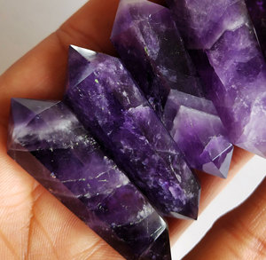 Torre de Cristal de Amatista de Doble Punta, Corazón de Turmalina Negra y Citrino, Piedra Preciosa Natural, Piedra Curativa, Proveedor Mayorista a Granel - Product Image 6