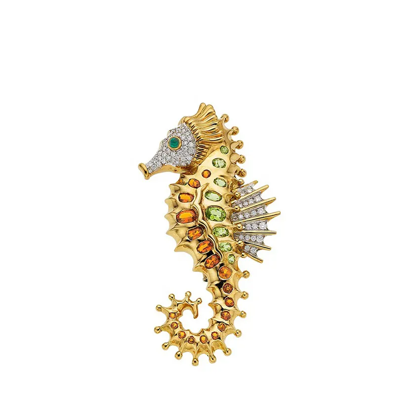 Personalized Custom Flower Seahorse Brooch Jewelry Pins