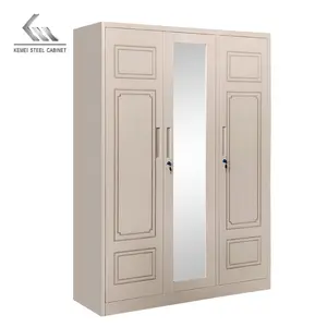 Indian Designs Steel Bedroom Wall Design Storage mirror door metal closet aluminum bedroom wardrobe