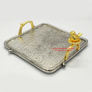 Bandeja de servicio de Metal y plata para decoración clásica, nueva bandeja redonda de diseño martillado a mano para uso doméstico, cocina y vajilla de Hotel - Product Image 4