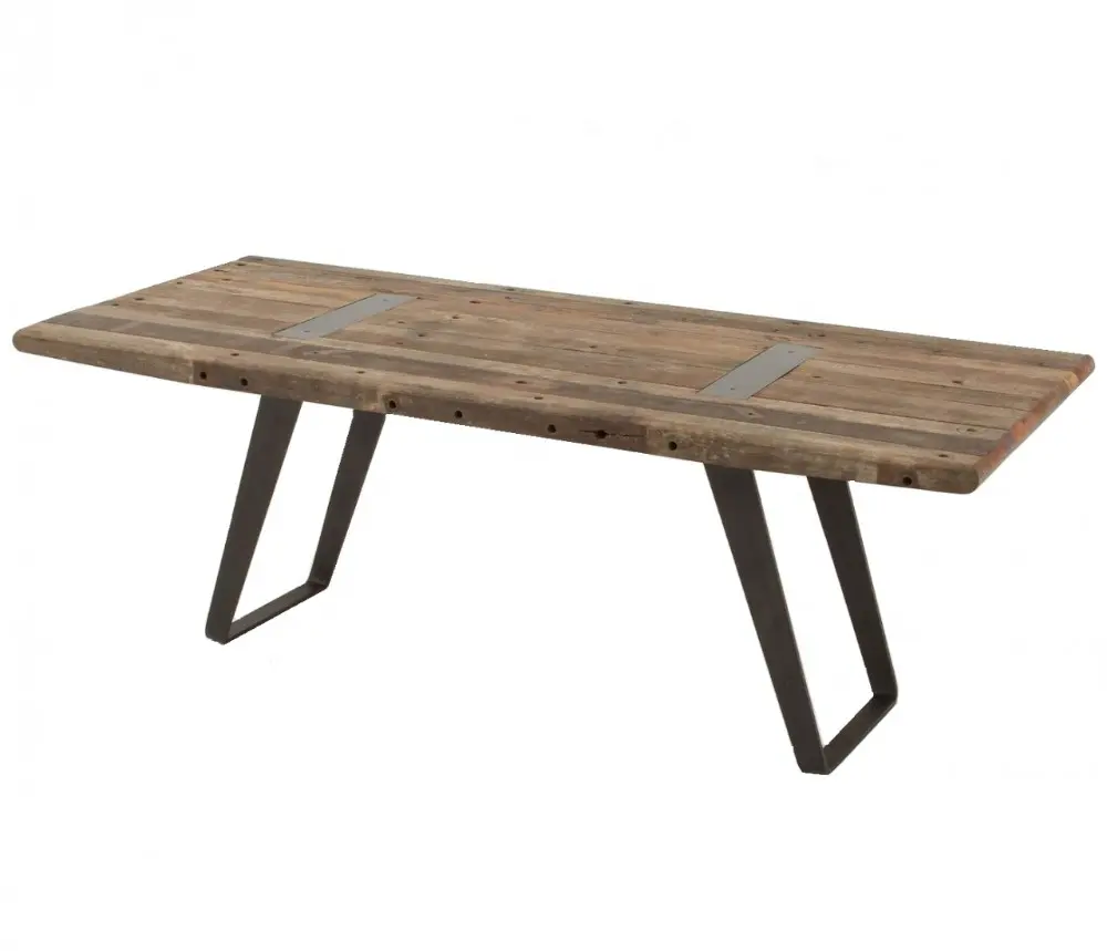 Mesa de comedor de madera maciza de diseño industrial con base de metal Muebles hechos a mano de estilo de granja antigua Producto a granel