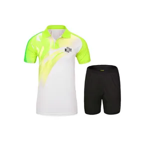 Polyester Sport Tennis Uniform Set Wholesale Digital Printing Men Tennis Shirts And Short With Team name tennis uniform