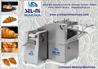 Machine de fabrication de croissants, machine de découpe et d'arrondi de croissants, machine de remplissage de croissants de chocolat, dispositif de préparation rempli