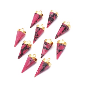 Women's DIY Gold Plated Pink 20-25mm Single Bail <b>Bracelet</b> Pendant <b>Charms</b> Pencil Point Shape Synthetic Jewelry Components - Product Image 2