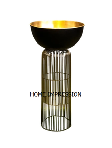 Elegante Metal boda al aire libre de lujo moderno cobre macetas hechas a mano Color negro antiguo alto soporte maceta de proveedor indio - Product Image 3