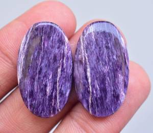 Lot de pierres précieuses Charoite naturelles, 10 pièces, couleur violette, cabochons amples - Product Image 5