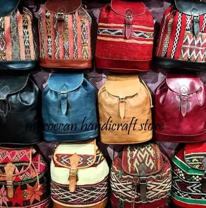 Leather Bohemian Backpack,made in morocco