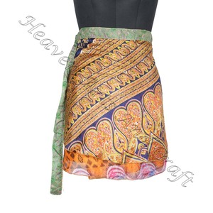 กระโปรงสั้นสั้นสำหรับคลับ,กระโปรงสั้นแบบพันรอบสไตล์บอลลีวูดกระโปรงสั้นพิมพ์ลาย - Product Image 4