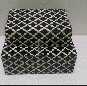 Nuevo diseño indio hecho a mano MDF hueso resina forma cuadrada Color blanco y negro caja de regalo fiesta de oficina regalo usado hermoso diseño - Product Image 6