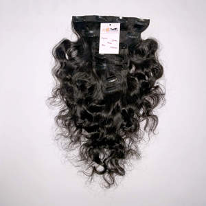 Gros Indien Brut Temple Corps Ondulés Droite Brésilienne Bouclés Vierge Réel Clip Pas Cher Extensions De Cheveux En Pleine Tête - Product Image 2