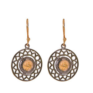 Pendientes Colgantes Redondos de Plata de Ley 925 de Lujo con Baño de Oro de 18K y Rodio Negro para Bodas/Compromisos Unisex - Product Image 1