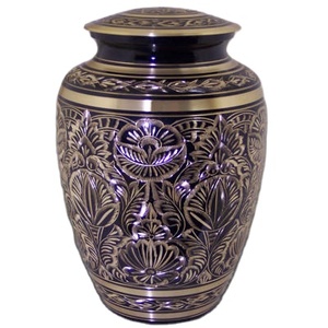 Urnas de latón hechas a mano para funerario, urnas para cenizas de personas, mortuario de latón negro a rayas, suministros funerarios, tendencia de venta - Product Image 1
