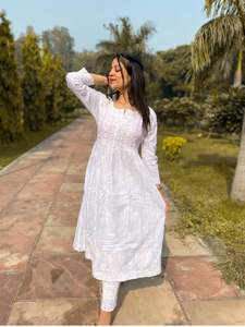 Vêtements pour femmes, nouvelle collection, coton, avec belle broderie, fonctionne sur le haut et le pantalon, kurtine, prix pas cher - Product Image 5