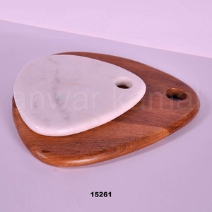 Glossy <b>Wood</b> Copping Board with Marble Cutting Board - Product Image 1