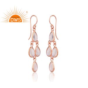 Pendiente colgante de piedra lunar arcoíris multicolor, joyería de piedras preciosas de Material natural, fabricante de plata de ley chapada en oro rosa - Product Image 2