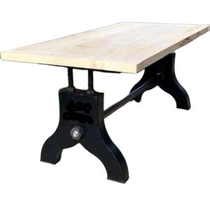 Table à manger réglable en hauteur de style moderne et antique, design industriel, manivelle pour la maison, l'hôtel, la ferme - Product Image 2