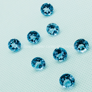 "11mm ronda brillante corte Topacio azul cielo Natural" Venta al por mayor precio de fábrica de alta calidad facetas de piedras preciosas sueltas por quilates - Product Image 5