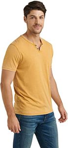 Camiseta con cuello de muesca quemada de Venecia, camiseta Henley de excelente calidad de talla grande, técnicas informales de lavado liso, venta al por mayor - Product Image 3