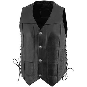 Gilet en cuir de moto de style occidental avec décoration de logo - Product Image 3