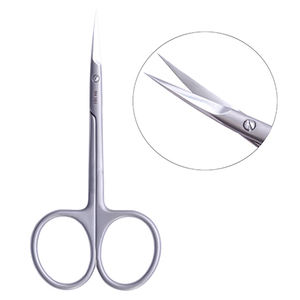 Ciseaux à cuticules professionnels en acier inoxydable taille 4, finition sablée, lame courbée à pointe fine, pour droitiers, durables - Product Image 1